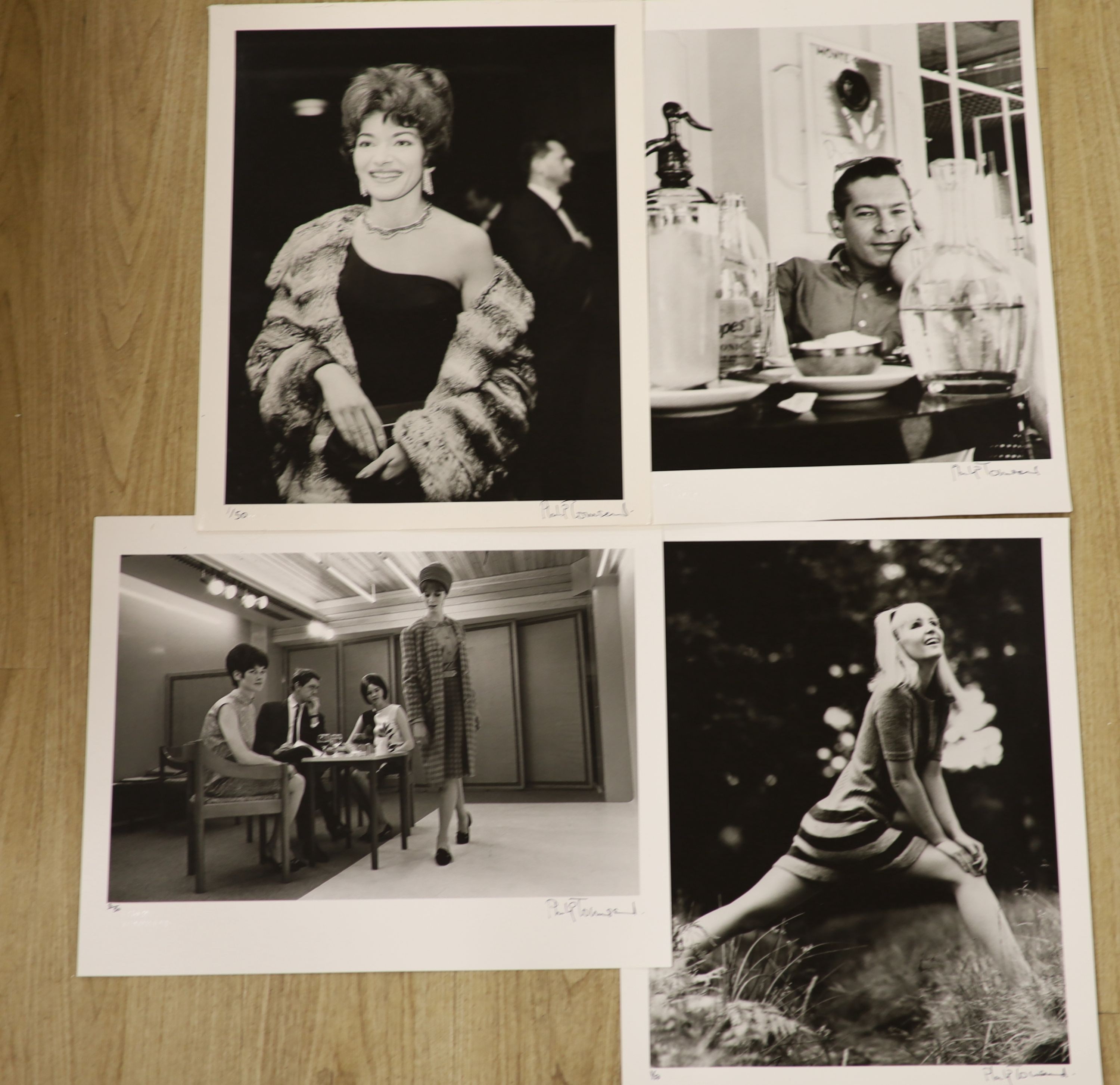 Philip Townsend (1940-2016), four silver gelatin prints signed and numbered by the photographer in black ink and blindstamped to the lower border, Maria Callas and fashion images, 50 x 40cm overall, unframed.
